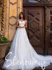 Свадебное платье 21007. Силуэт А-силуэт. Цвет Белый / Молочный. Вид 1