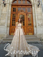 Свадебное платье 18014. Силуэт Пышное. Цвет Золото. Вид 1