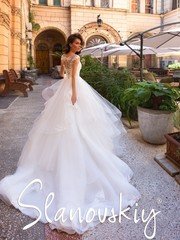 Свадебное платье 21016. Силуэт Пышное. Цвет Белый / Молочный. Вид 2