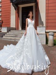 Свадебное платье 21002. Силуэт Пышное. Цвет Белый / Молочный. Вид 1