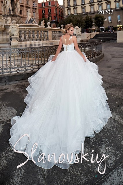 Свадебное платье 20202. Силуэт Пышное. Цвет Белый / Молочный. Вид 3