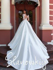 Свадебное платье 21010. Силуэт А-силуэт. Цвет Белый / Молочный. Вид 2