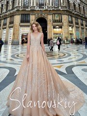 Свадебное платье 20026. Силуэт Пышное. Цвет Персик / Оранжевый. Вид 1