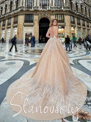 Свадебное платье 20026. Силуэт Пышное. Цвет Персик / Оранжевый. Вид 2