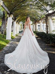 Свадебное платье 20203. Силуэт А-силуэт. Цвет Белый / Молочный. Вид 2