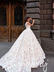 Свадебное платье 21012. Силуэт Пышное. Цвет Белый / Молочный, Персик / Оранжевый. Вид 2