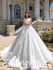 Свадебное платье 21020. Силуэт Пышное. Цвет Белый / Молочный. Вид 1