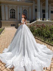 Свадебное платье 21020. Силуэт Пышное. Цвет Белый / Молочный. Вид 2