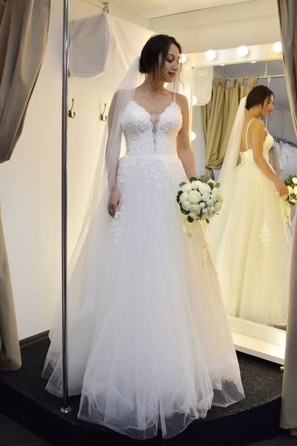 Свадебное платье Жасмин. Силуэт А-силуэт. Цвет Белый / Молочный. Вид 3