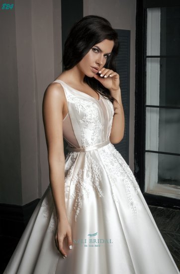 Свадебное платье 824. Силуэт А-силуэт. Цвет Белый / Молочный. Вид 2