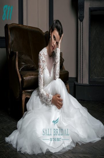 Свадебное платье 811. Силуэт А-силуэт. Цвет Белый / Молочный. Вид 3