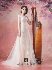 Свадебное платье Дайнерис. Силуэт А-силуэт. Цвет Айвори / Капучино. Вид 1