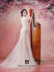 Свадебное платье Дайнерис. Силуэт А-силуэт. Цвет Айвори / Капучино. Вид 2