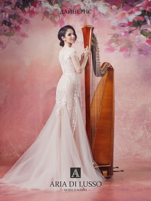 Свадебное платье Дайнерис. Силуэт А-силуэт. Цвет Айвори / Капучино. Вид 2