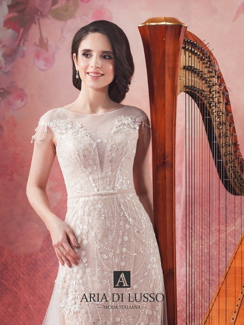 Свадебное платье Дайнерис. Силуэт А-силуэт. Цвет Айвори / Капучино. Вид 3