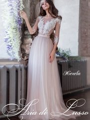 Свадебное платье Женева. Силуэт А-силуэт. Цвет Айвори / Капучино. Вид 1