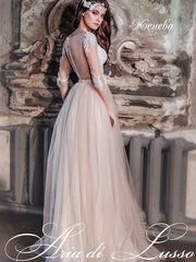 Свадебное платье Женева. Силуэт А-силуэт. Цвет Айвори / Капучино. Вид 2