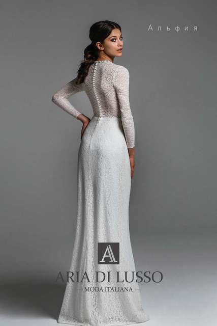 Свадебное платье Альфия. Силуэт Прямое. Цвет Белый / Молочный. Вид 2