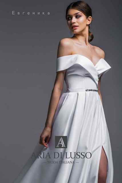 Свадебное платье Евгеника. Силуэт А-силуэт. Цвет Белый / Молочный. Вид 3