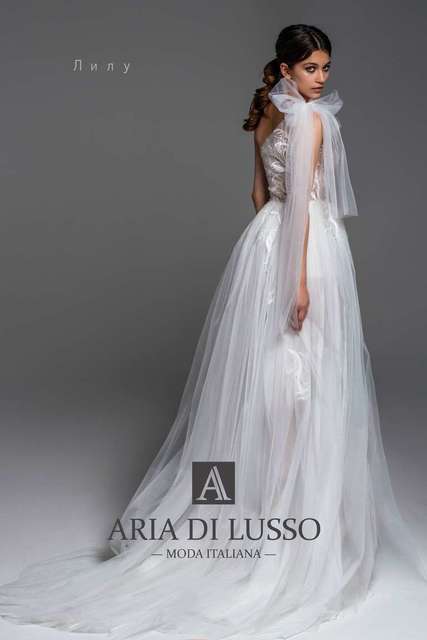 Свадебное платье Лилу. Силуэт А-силуэт. Цвет Белый / Молочный. Вид 2