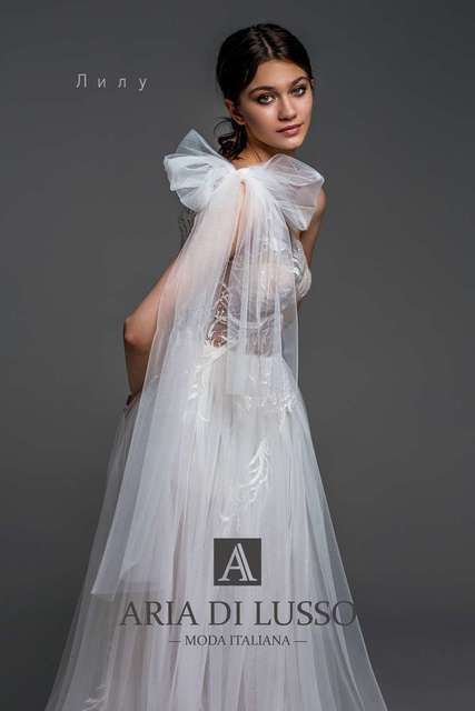 Свадебное платье Лилу. Силуэт А-силуэт. Цвет Белый / Молочный. Вид 3