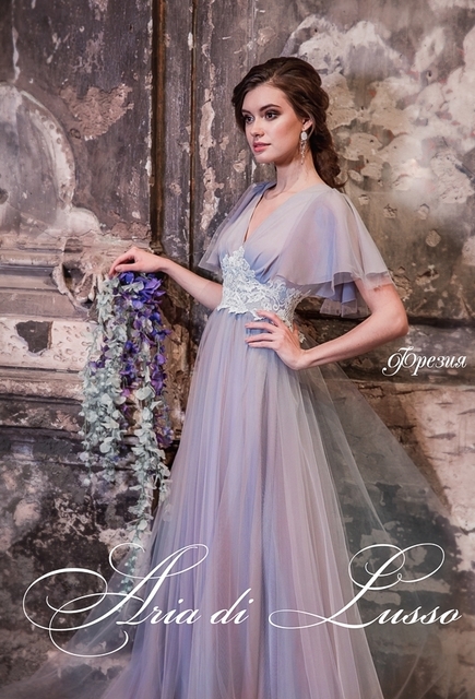 Свадебное платье Фрезия. Силуэт А-силуэт. Цвет Лавандовый / Фиолетовый. Вид 3