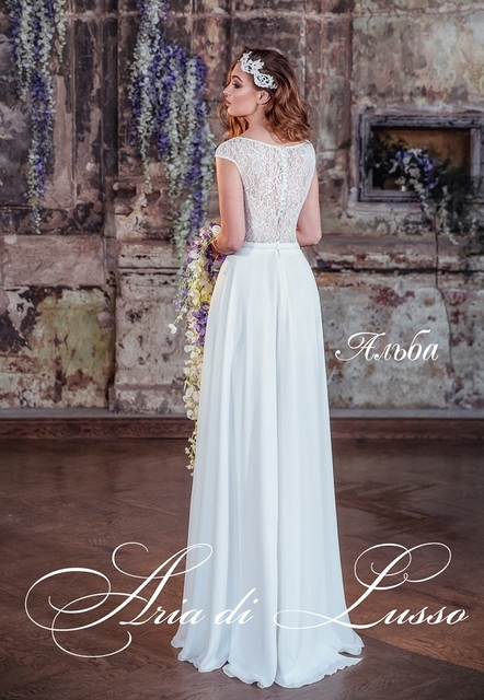 Свадебное платье Альба. Силуэт А-силуэт. Цвет Белый / Молочный. Вид 2