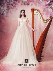 Свадебное платье Анжелина. Силуэт Пышное. Цвет Айвори / Капучино. Вид 1