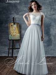 Свадебное платье Элианна. Силуэт А-силуэт. Цвет Белый / Молочный, Пепельный / Металлик. Вид 1