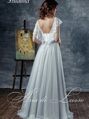 Свадебное платье Элианна. Силуэт А-силуэт. Цвет Белый / Молочный, Пепельный / Металлик. Вид 2