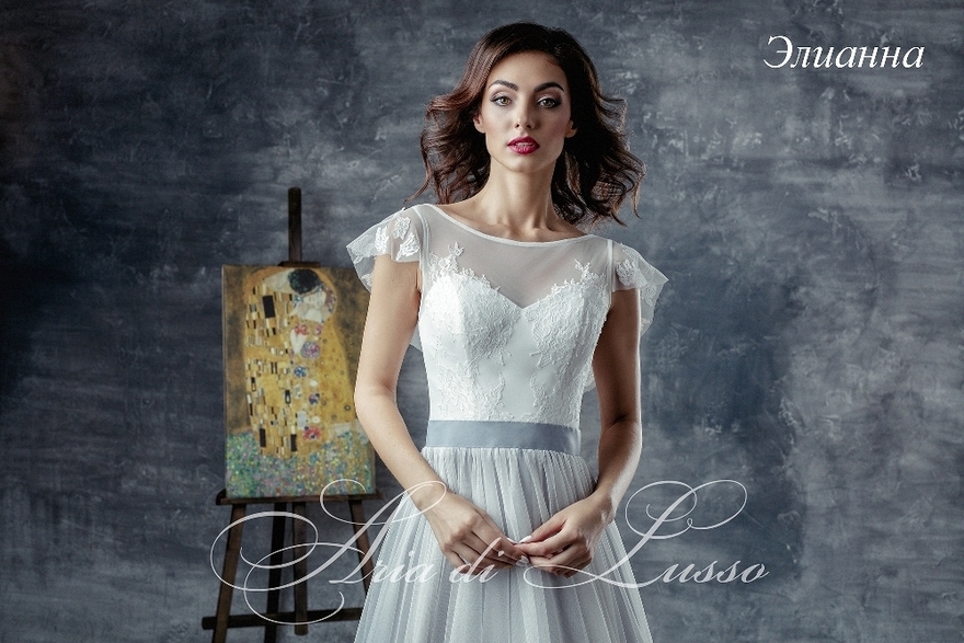 Свадебное платье Элианна. Силуэт А-силуэт. Цвет Белый / Молочный, Пепельный / Металлик. Вид 4