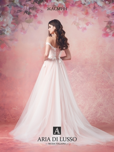 Свадебное платье Жасмин. Силуэт А-силуэт. Цвет Персик / Оранжевый. Вид 2