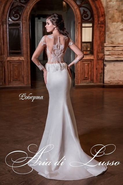 Свадебное платье Роберта. Силуэт Рыбка. Цвет Айвори / Капучино, Белый / Молочный. Вид 2