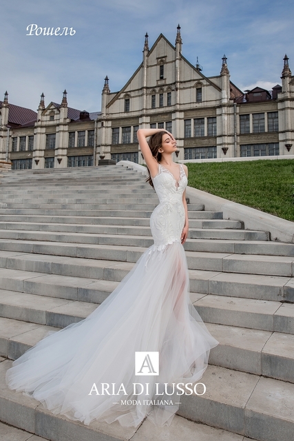 Свадебное платье Рошель. Силуэт Рыбка. Цвет Белый / Молочный. Вид 3