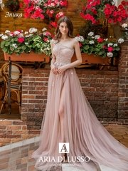 Свадебное платье Эпика. Силуэт А-силуэт. Цвет Айвори / Капучино. Вид 1