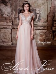 Свадебное платье Эсперанса. Силуэт А-силуэт. Цвет Айвори / Капучино. Вид 1