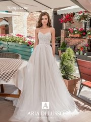 Свадебное платье Каприччио. Силуэт А-силуэт. Цвет Айвори / Капучино. Вид 1