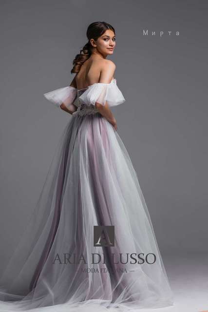 Свадебное платье Мирта. Силуэт А-силуэт. Цвет Белый / Молочный, Лавандовый / Фиолетовый. Вид 2