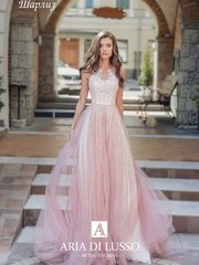 Свадебное платье Шарлиз. Силуэт А-силуэт. Цвет Айвори / Капучино, Персик / Оранжевый. Вид 1