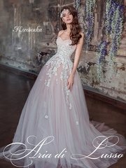 Свадебное платье Клеоника. Силуэт Пышное. Цвет Пепельный / Металлик, Персик / Оранжевый. Вид 1