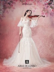 Свадебное платье Миранда. Силуэт Рыбка. Цвет Персик / Оранжевый. Вид 1