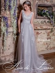 Свадебное платье Василена. Силуэт А-силуэт. Цвет Пепельный / Металлик. Вид 1