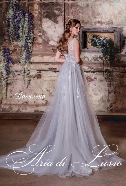 Свадебное платье Василена. Силуэт А-силуэт. Цвет Пепельный / Металлик. Вид 2