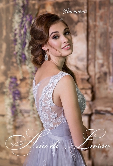 Свадебное платье Василена. Силуэт А-силуэт. Цвет Пепельный / Металлик. Вид 3