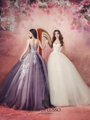 Свадебное платье Ляйсан. Силуэт Пышное. Цвет Белый / Молочный, Лавандовый / Фиолетовый. Вид 2