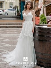 Свадебное платье Мадейра. Силуэт А-силуэт. Цвет Белый / Молочный, Тиффани. Вид 1