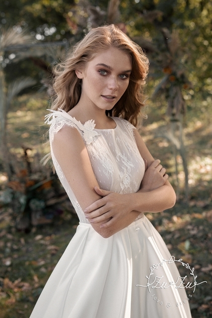 Свадебное платье Анет. Силуэт А-силуэт. Цвет Белый / Молочный. Вид 3