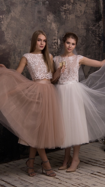 Свадебное платье Белла. Силуэт А-силуэт. Цвет Айвори / Капучино, Белый / Молочный. Вид 3