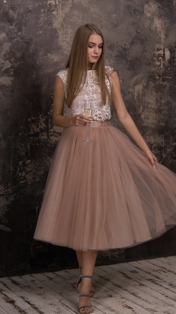 Свадебное платье Белла. Силуэт А-силуэт. Цвет Айвори / Капучино, Белый / Молочный. Вид 4