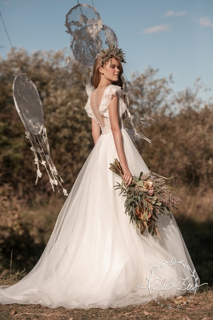 Свадебное платье Злата. Силуэт А-силуэт. Цвет Белый / Молочный. Вид 2